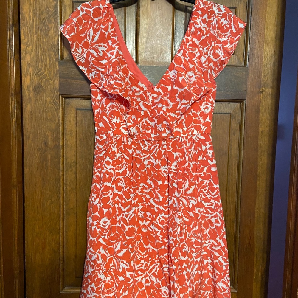 Jenny Yoo Vibrant Red and White Midi Dress